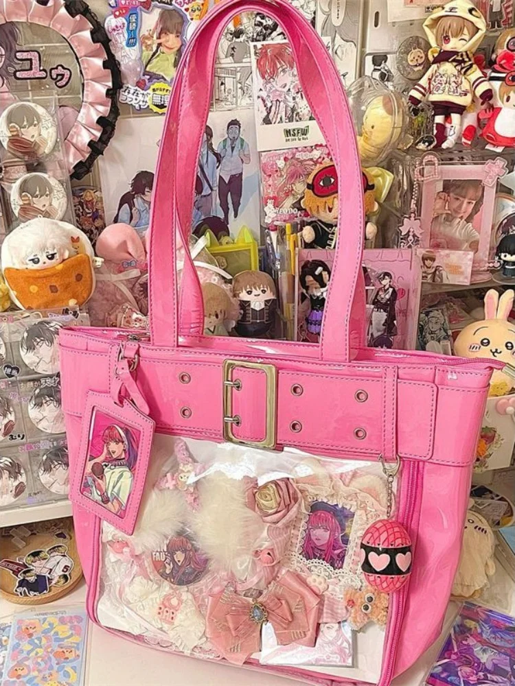 Belt Transparent Big Capacity Y2k AestheticShoulder Handbags Vintage Streetwear Fashion Tote Underarm Bag All Match Ins Bags