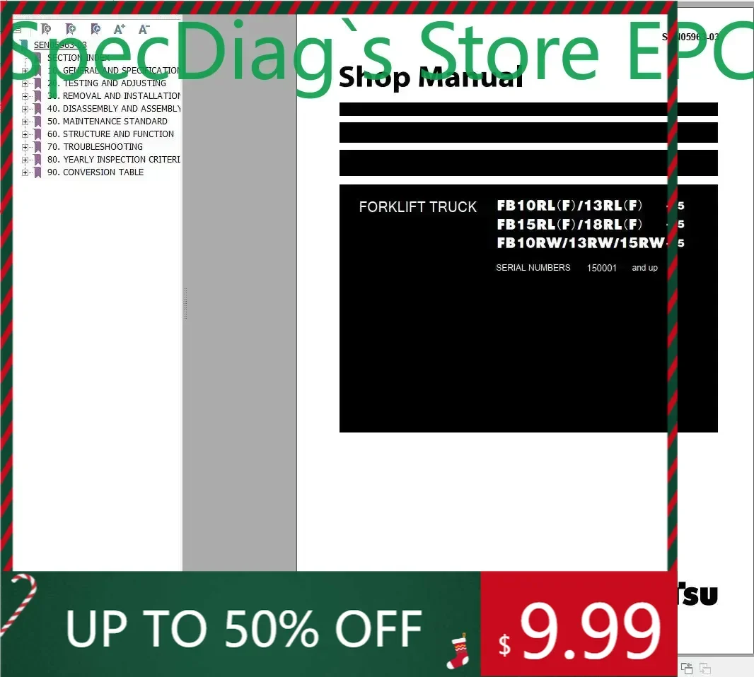 

SpecDiag Komatsu Forklift All Model 9.41 GB PDF 2024 Shop Manual