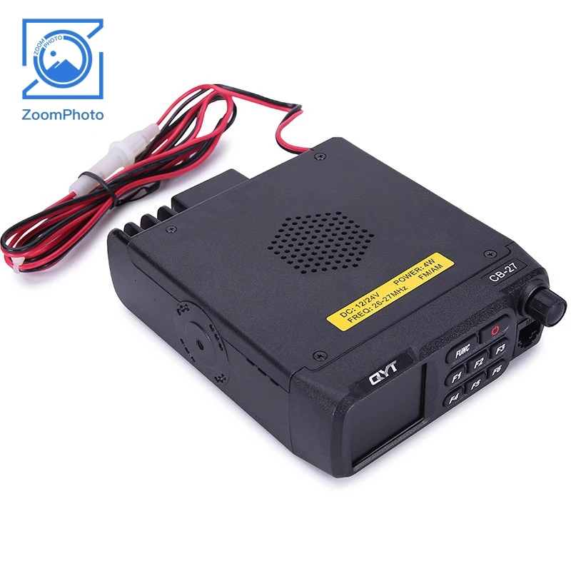 QYT CB-27 Mobile Radio Station 4W Portable Vehicle AM/FM Transceiver Radio with Handheld Walkie Talkie Microphone