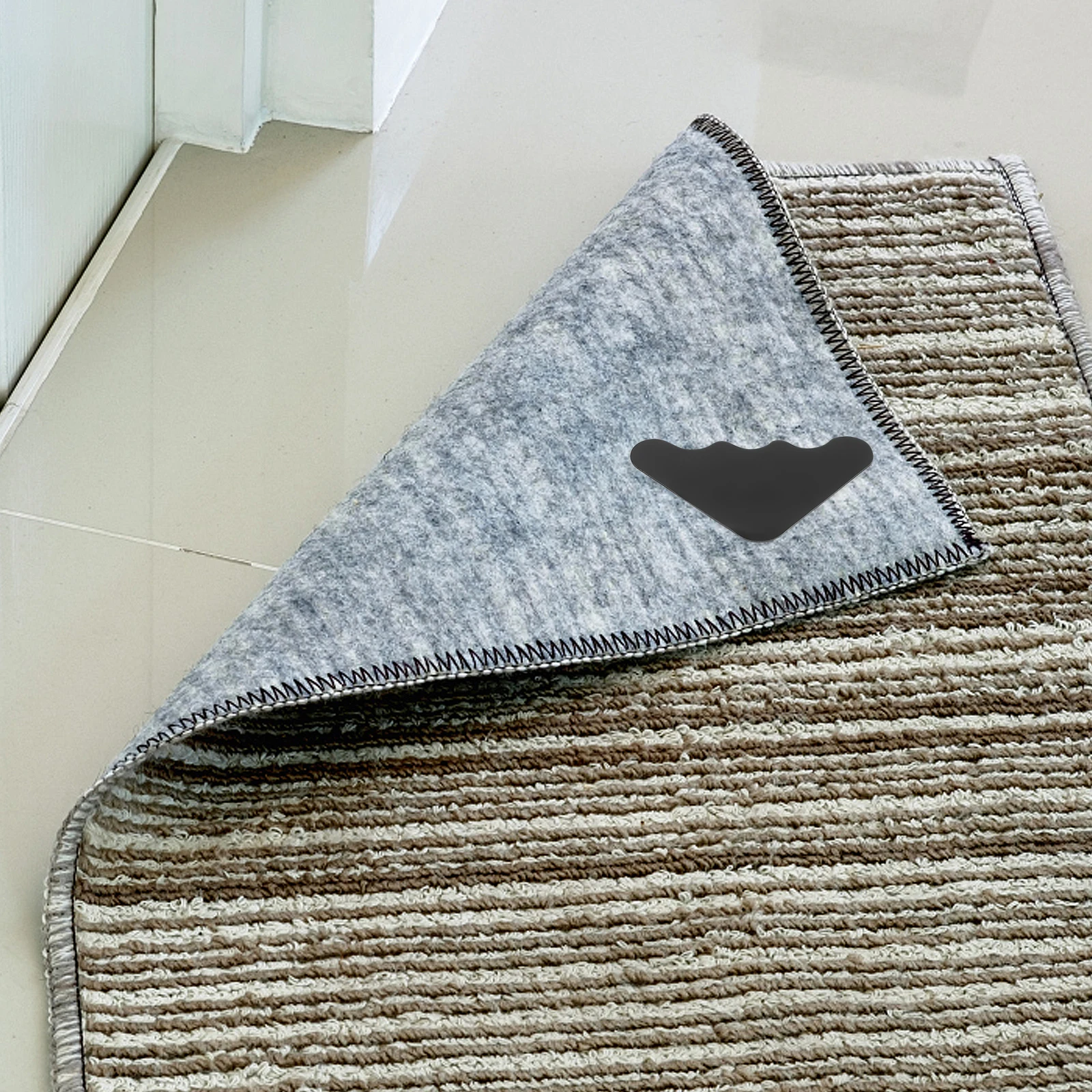 

10 Pcs Black Pu Double Sided Tape Carpet Holder Non Slip Grippers Adhesive Rug Sticker Washable Reusable Carpet Corner Grips For