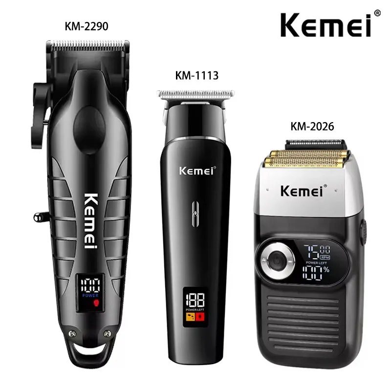 Kemei KM-2290 KM-1113 KM-2026 professional Electric hair clipper kit Men\'s Shaver Cordless Barber Hair Trimmer USB beard Razor