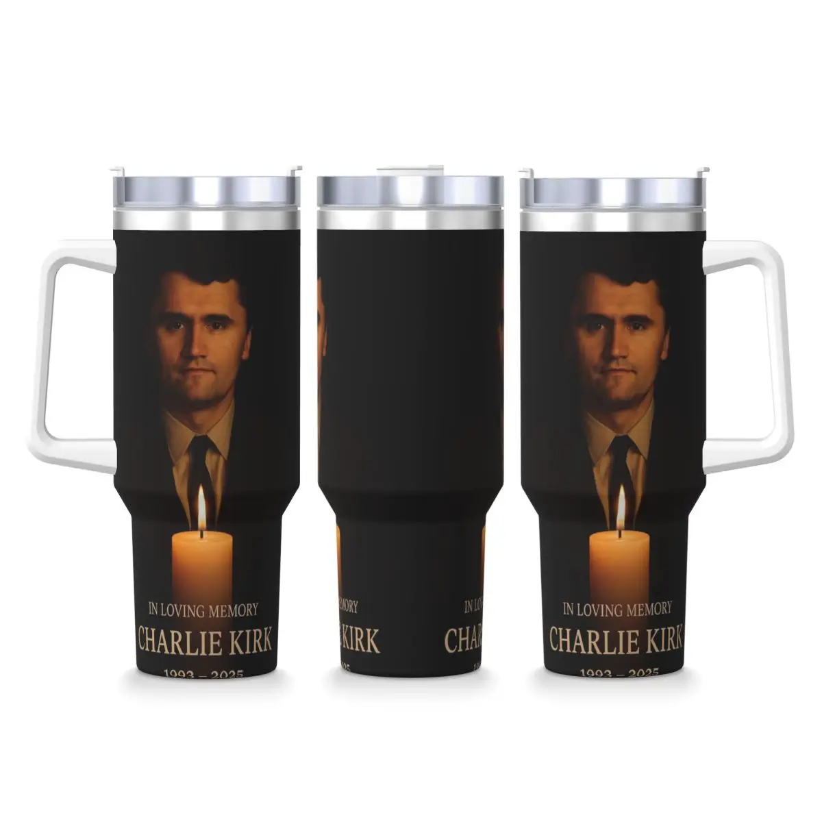 Stainless Steel Tumbler In Memory Charlie Kirk 1993-2025 Thermal Cups Keep Heat Cold and Hot Mugs Driving Design Water Bottle