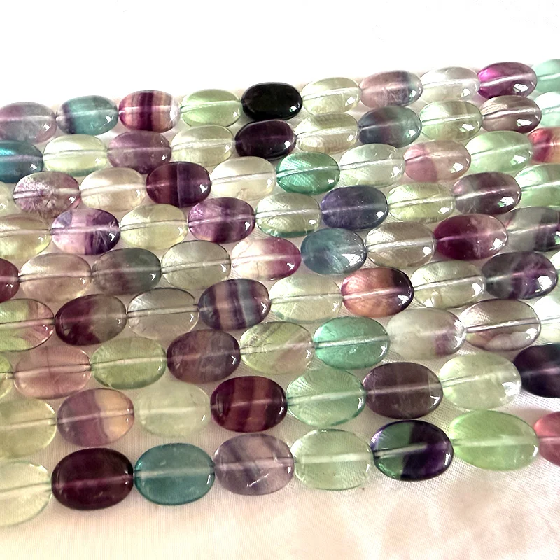 Natural Oval Fluorite Beads DIY Loose Stone Beads For Jewelry Making Beads Bracelets For 15\'\' Women Necklace Gift Accessory