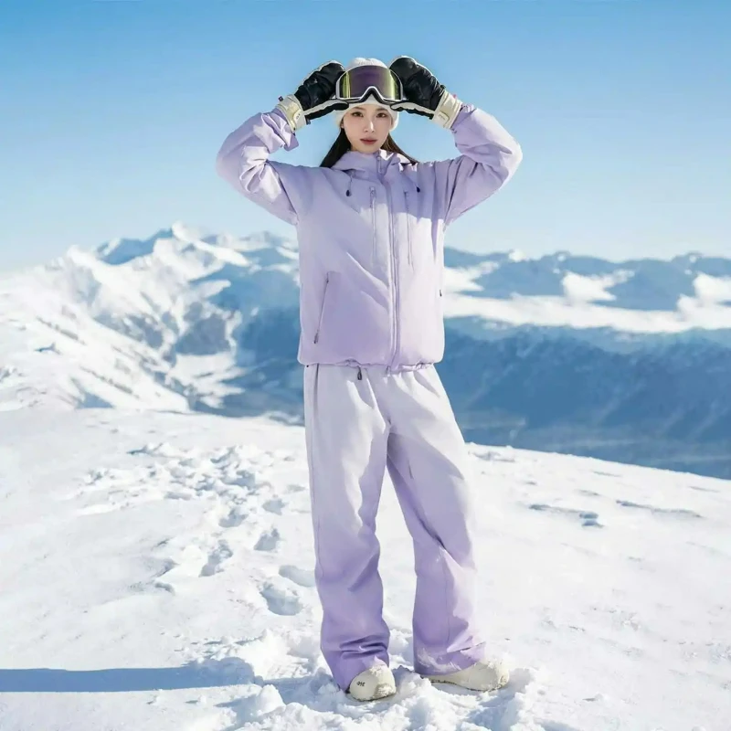 New Gradient Skiing Suit Women's Set Waterproof Windproof Warm Winter Snowboarding Single Double Breathable Durable Clothes Men