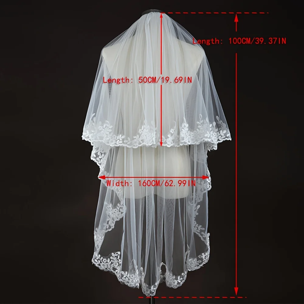 

Bridal Veil with Delicate Lace Edging and Dazzling Details - Elegant Wedding Headpiece with Hand Wash Only Care