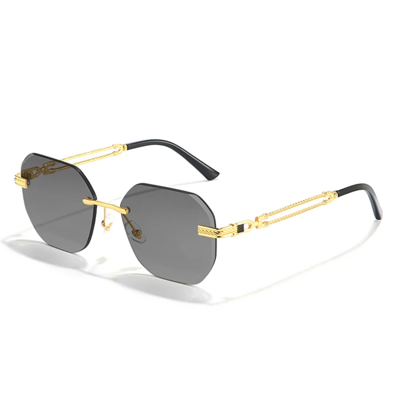 CATERSIDE Pilot Randlose Sonnenbrille Männer Polygonal Metall Rahmen Frauen Sonnenbrille Strand Einkaufen Geschenk Party Brillen Sommer Stil – Detail 14