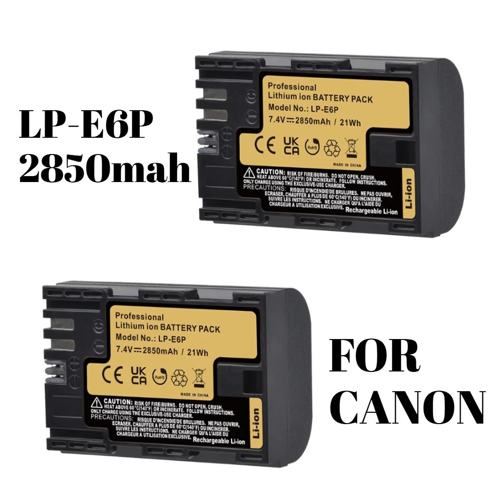 

Аккумулятор LP-E6P емкостью 2850 мАч для Canon EOS R5 II R5 R6 R6 II R7 R8 C70, совместимый с беззеркальной камерой LP-E6 NH LP-E6N LP-E6 DSLR