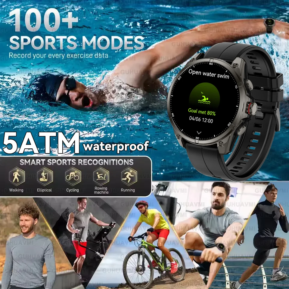 ใหม่สําหรับ Huawei Ultra ขายร้อน GPS SmartWatch ผู้ชาย AMOLED HD ที่แม่นยํา GPS เข็มทิศ BT Call Health Monitor 5ATM กันน้ํา SWIM นาฬิกา