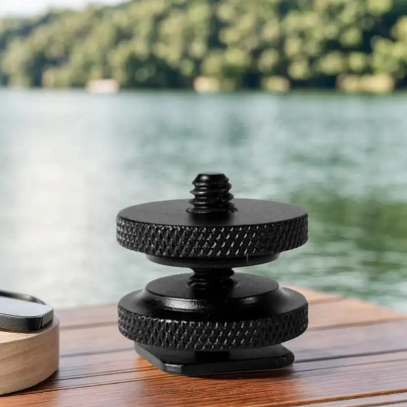 2025 New 1/4 Hot Shoe Mount Phone Holder Double Nut Cold Shoe Adapter Bracket 1/4 Tripod Screw To Hot Shoe Adapter for