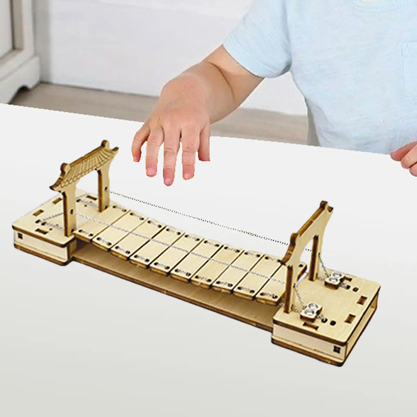 Science Experiment Toys DIY Chain Bridge Model Stem Teaching Toys Birthday Gifts Hand Assembled Wooden for Kids Students