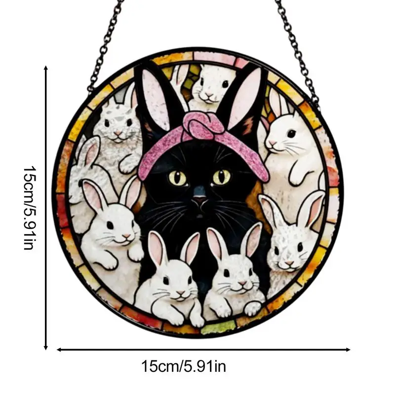 Sun Catchers For Window Wall Decor Art Pendant With Cat And Bunny Pattern Decorative Garden Rainbow Maker Ornament For