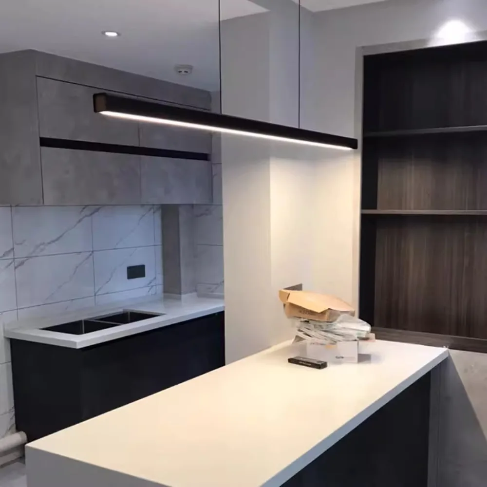 A Word LED Restaurant Chandelier Modern Simple Style Lamp Luxury Dining Room Living Room Bedroom Study Bar Restaurant Chandelier