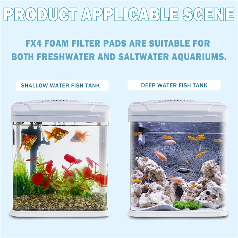 【GIFT】Replacement Foaming Filter Pads Fx4 For Fluval FX5/FX6 Canister Filters- Aquarium Bio Sponge 12-Pack