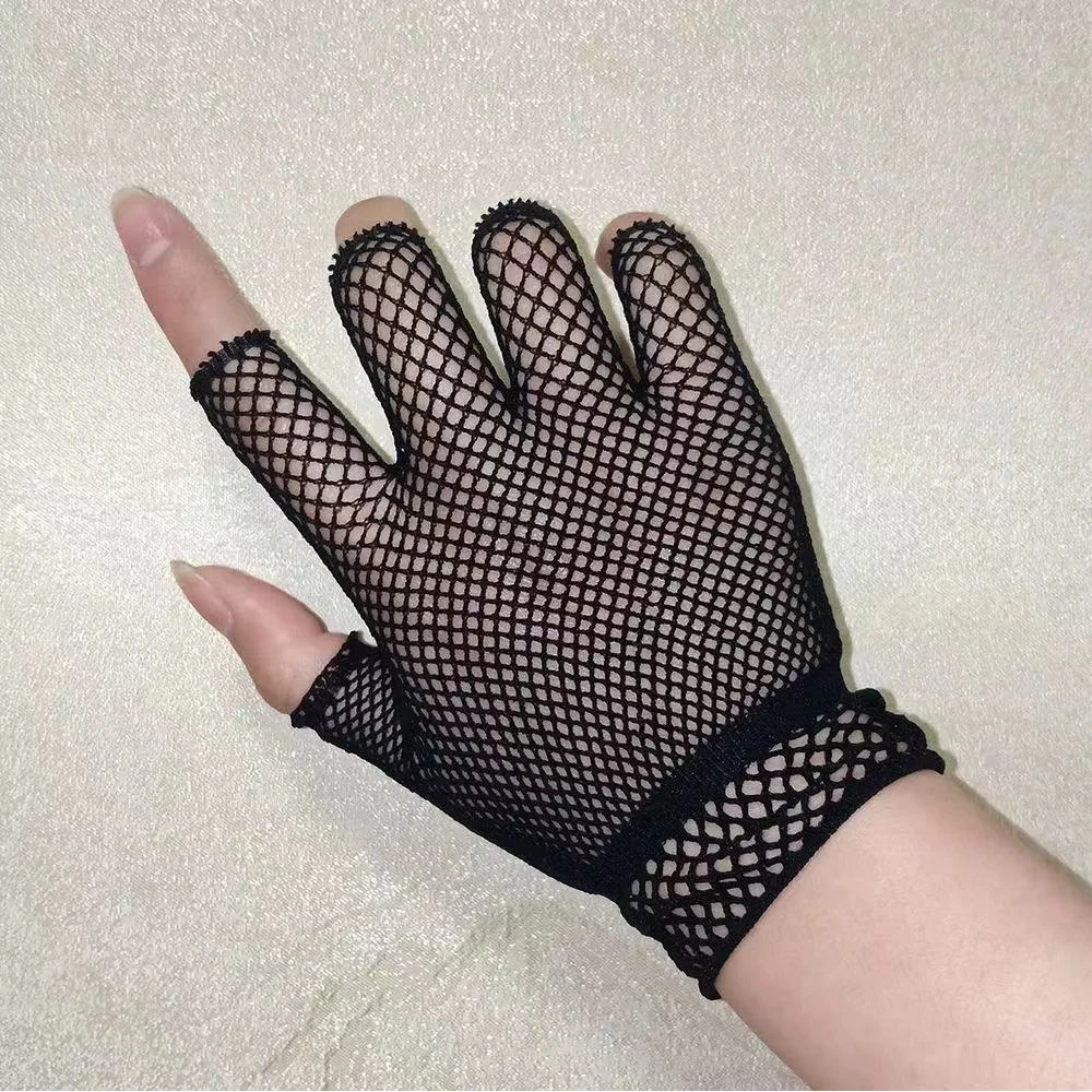 1Pair Black White Womens Short Fishnet Net Gloves Punk Rock Fancy Night Club Party Arm Warmer Gloves Women Fashion Sexy Mittens