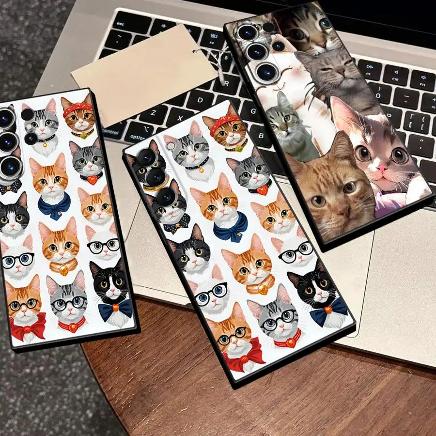 Cat Cat Expression Puzzle Phone Cover Case for Samsung Galaxy S26 Ultra S22 S25 Plus S24 S21 Note 20 10 S23 S20 FE