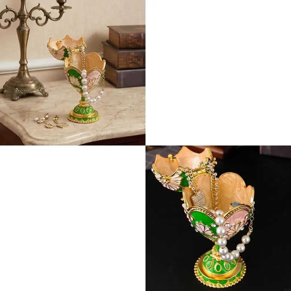

Elegant Enameled Eggs Container For Jewelry Storage Christmas Holiday