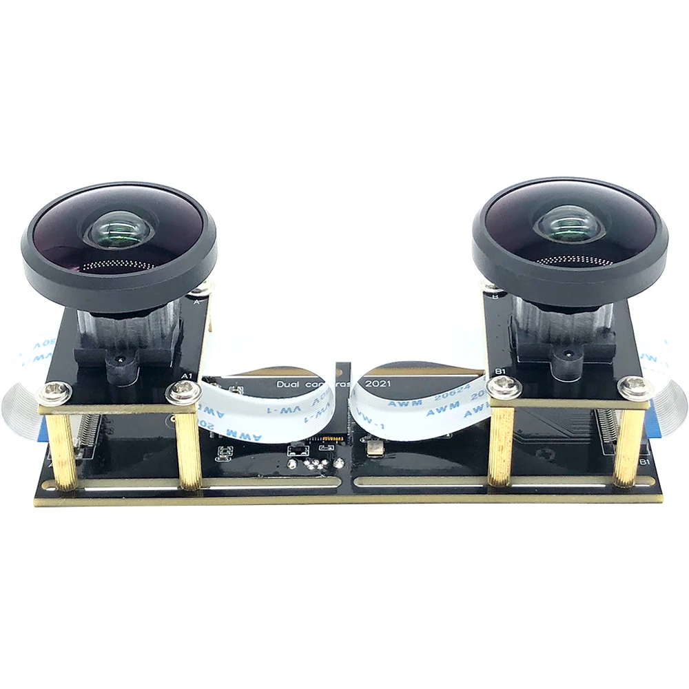 HDウェブカメラ360 °   パノラマ魚眼双眼同期ステレオデュアルレンズ5MP USBカメラモジュール（3D VRバーチャルリアリティ用）