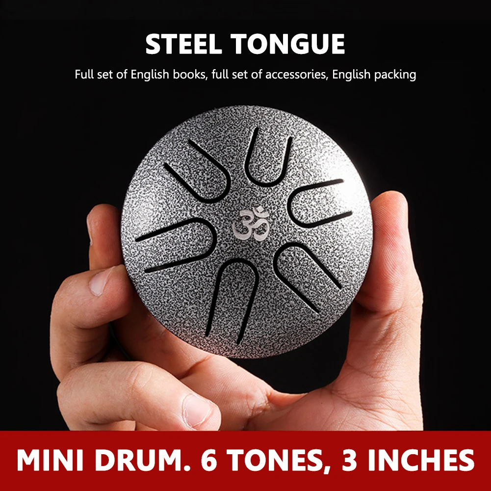 3 inch 6 Tune Drum Steel Tongue Drum Hand Pan Tank Drum Steel Tongue Drum for Children Beginner Musical Instruments Accessories