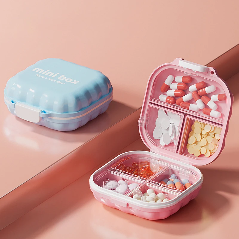 Mini Portable Medicine Box Daily Pill Organizer Three Meals Home Use Carry-On Weekly Seven Days Drug Container with Reminder