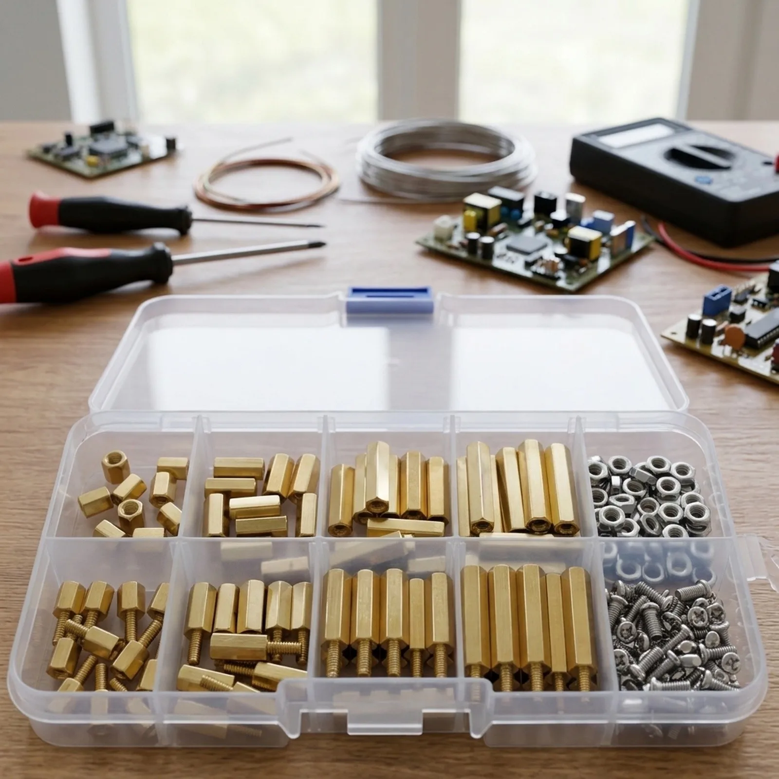 Brass Screw Assortment 13x7x2cm Hex Spacer Kit Versatile Use In Industries Wide Range Lengths Electronics Assembly