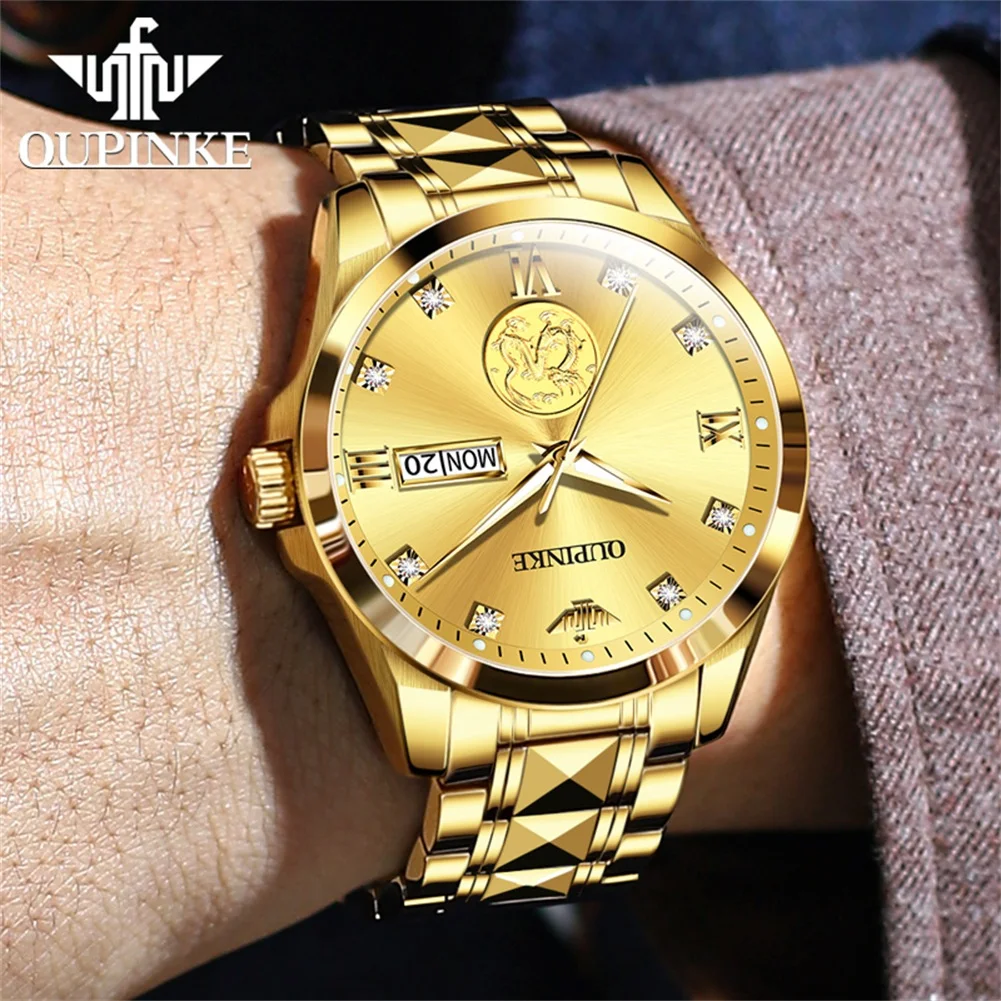 OUPINKE Luxury Original Brand Men's Watches Fully Automatic Mechanical Watch Real Gold and Real Diamond Imported Movement Watch