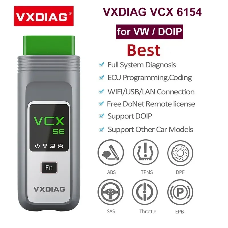 

VXDIAG VCX SE 6154 Doip for VW Audi OBD2 Diagnostic Scanner ECU Coding J2534 Programming Service PK VNCI 6154A NANO VW