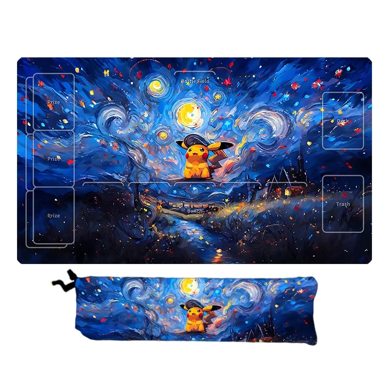 Anime Pokemon GAME PTCG dedykowana karta Playmat Battle Against Starry Night seria Pikachu Gengar kolekcja prezent zabawka 60*35*0.2cm