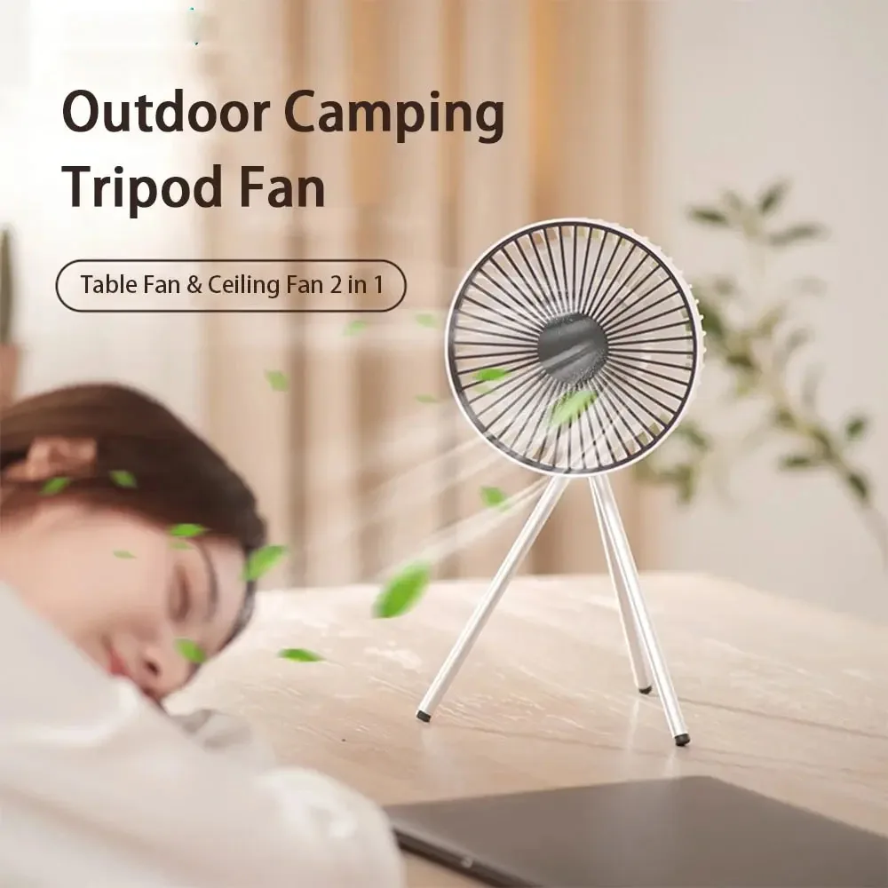 

7 Inch Fan Lamp 3 Speed Household Tripod Desktop 4000mAh LED Lighting USB Weless Use Outdoor Portable Small Ceiling Fan