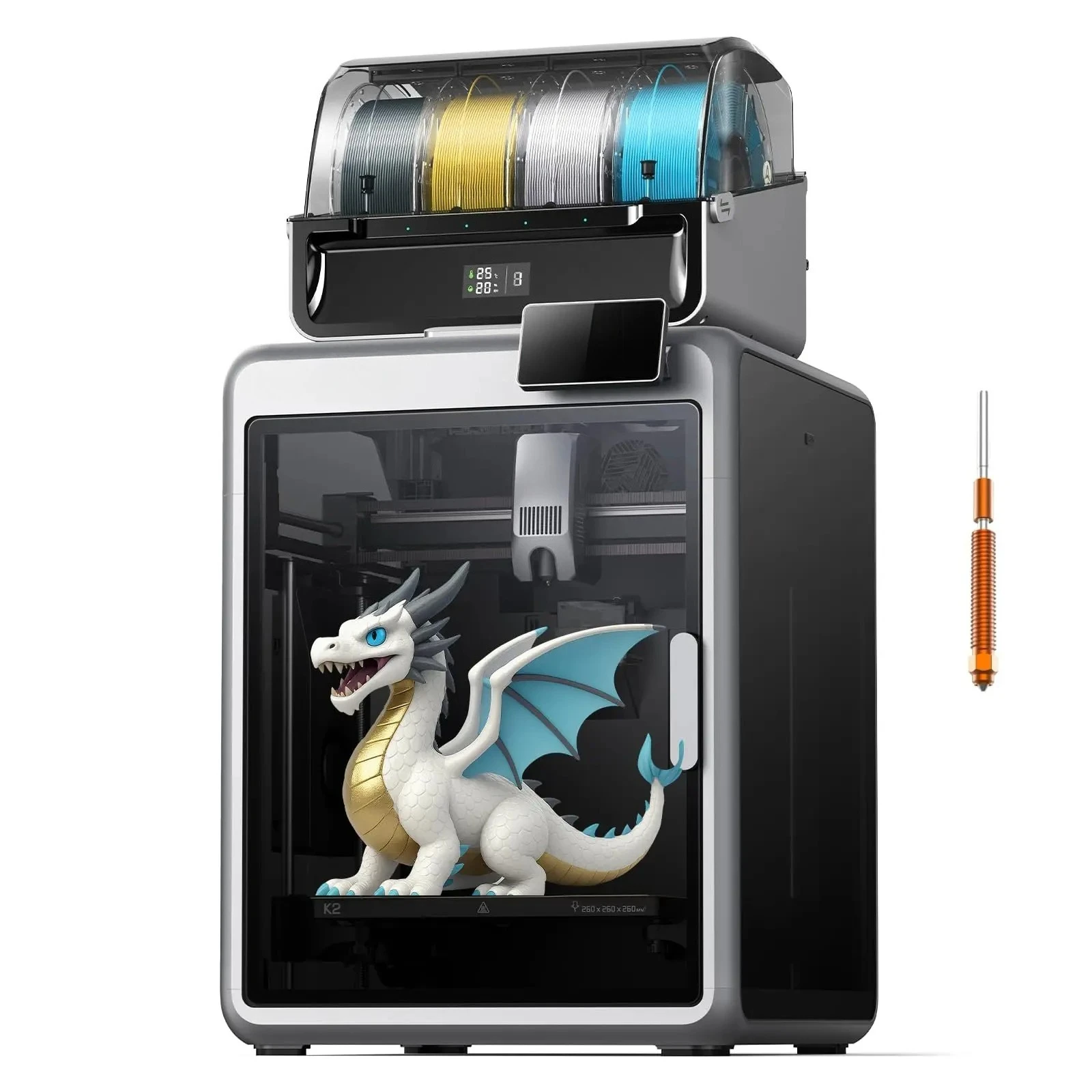 Multicolor Printing with CFS | 600mm/s Printing Speed, Printing Size 11.81x11.81x11.81 inch，Creality K2 Pro Combo 3D Printer