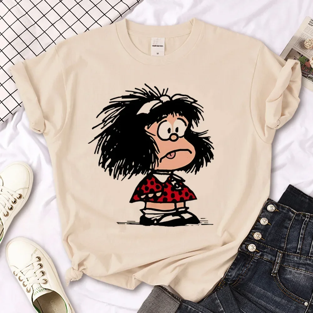 Mafalda T-shirts Women Japanese Tee Female Funny Designer Graphic Clothes