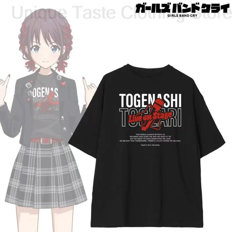 Anime GIRLS BAND CRY T Shirt Same Letter Print ISERI NINA KAWARAGI MOMOKA Rupa EBIZUKA TOMO T-shirt Cotton Short Sleeve Tee Tops