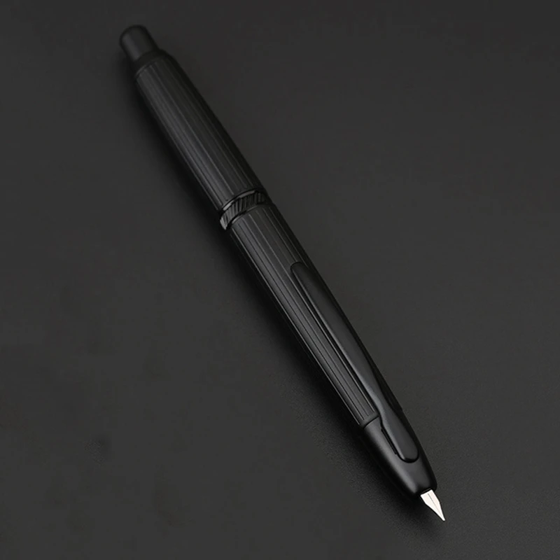 Stylo plume rétractable à encre extra fine, stylo plume à rayures, fournitures d'écriture scolaires et de bureau, presse, 0.4mm