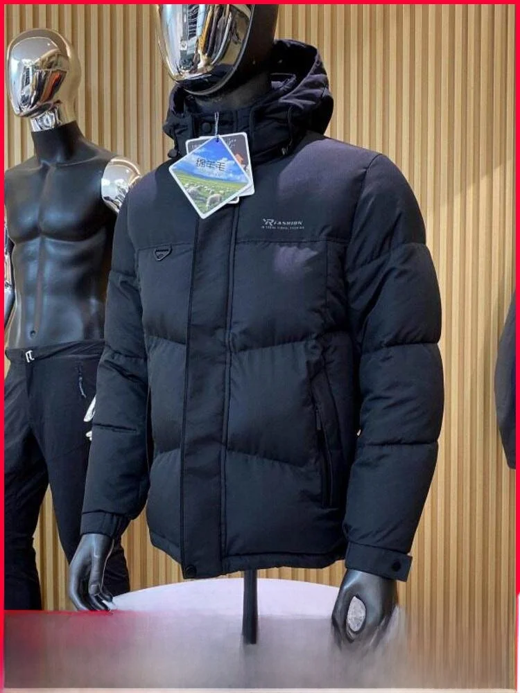 

aphene Heat Reflective Wool Fill Men's Winter Jaet Warm Cotton Coat Polyester Zipper Closure Casual Loose Fit