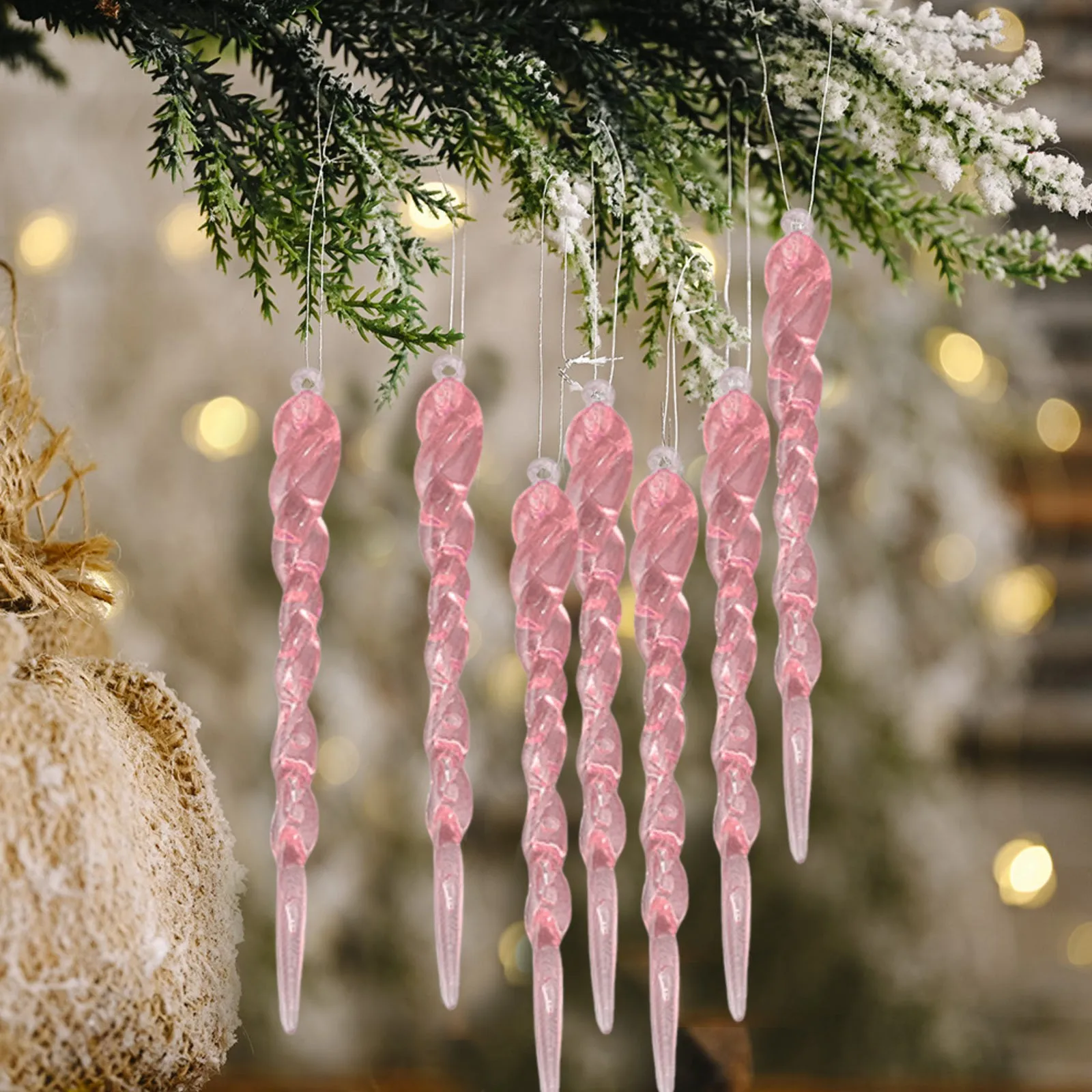 12 Pieces Plastic Icicle Plastic Icicle Christmas Ornaments Icicle Decoration Christmas Tree And Holiday Xmas Paternoster Beads