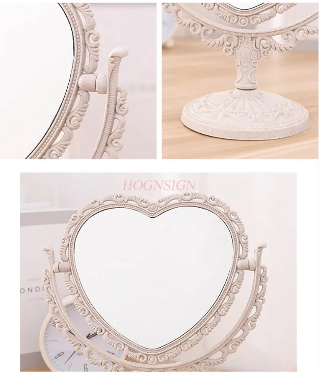 Love shaped dormitory desktop princess mirror desktop decoration makeup and dressing mirror