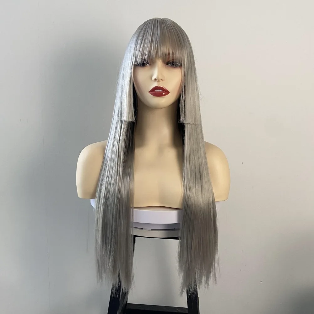 Trendy And Niche, Cool And Glamorous Women's Wig, Daily Wearing Headband Design, Gray Long Bangs Hairstyle