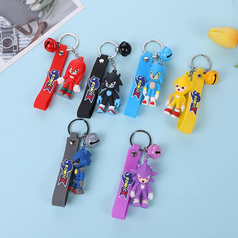 Sonic Keychains Keyring Random Cartoon Anime PVC Bag Pendant Accessories Cute Kawaii Children Toys Kids Birthday Fashion Gifts