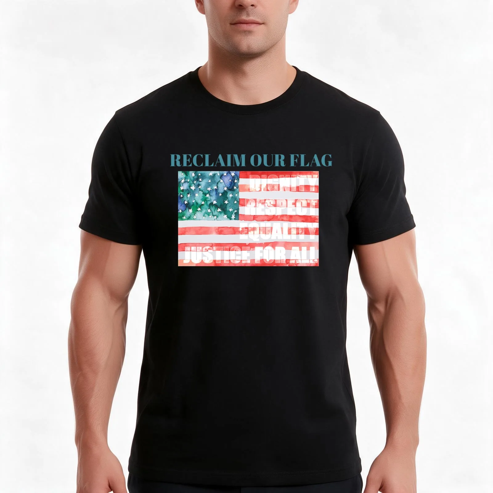 Reclaim Our Flag! T-Shirt, Summer Casual Cotton Tee, Oversized Streetwear Tops, Vintage Graphic Print, Loose Fit Short Sleeve