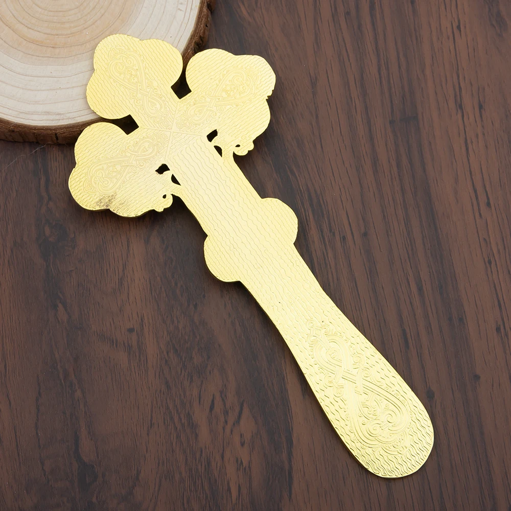 New 2026 Christian Orthodox Church Ceremony Jesus Cross Family Prayer Alloy Portable Handheld Cross Hand Colored Box Gift