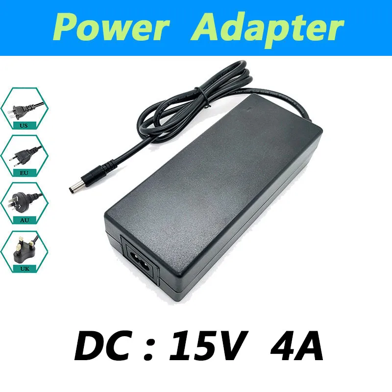 Universal Power Supply Adapter 5.5mm*2.5mm Interface Output Volt 15V Current 4A US or EU Plug Power Adapter Charger