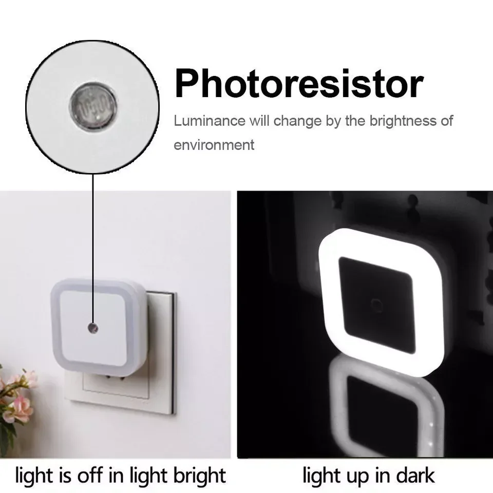 Square Light Controlled Induction Night Light Bedside Staircase Night Lighting Bedroom Lighting Plug-in Small Night Light Dad