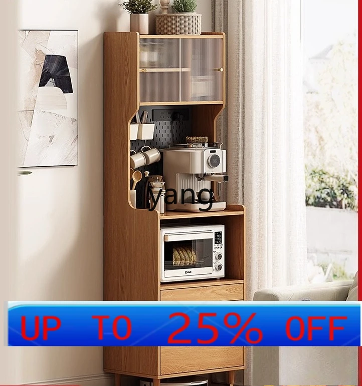 

LMM solid wood dining side cabinet small apartment high cabinet kitchen against the wall hole board storage locker