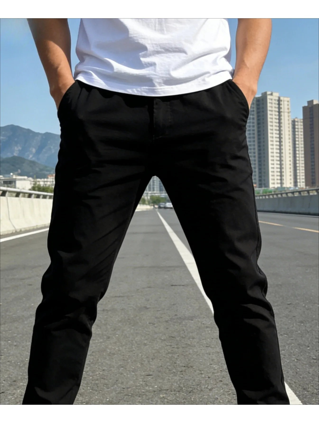 

Standard Size Men's Slim Fit Ankle Length Jeans Medium Stretch Four Seasons Comfortable Denim Pants