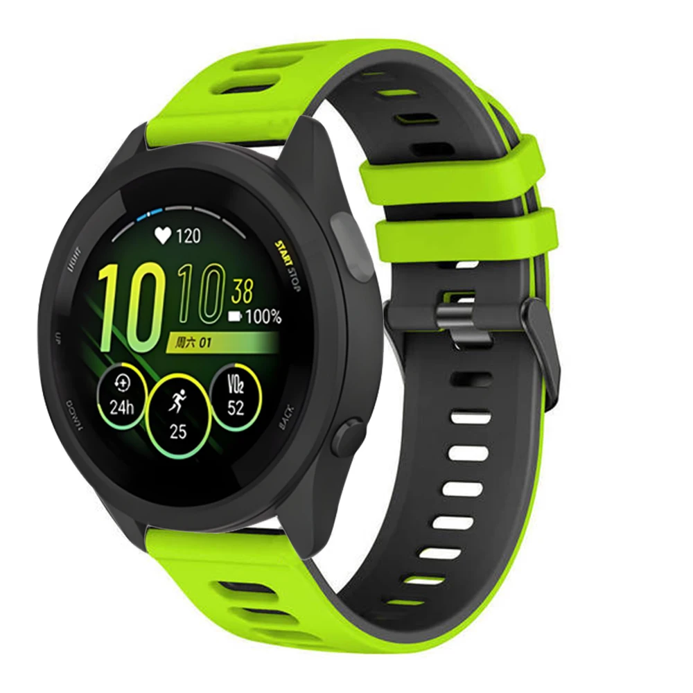 20 mm 22 mm zweifarbiges Silikonarmband für Garmin Forerunner 265 165 55 965 955 255 570 970 Armband Armband Garmin Venu 4/3 Gürtel – Detail 9
