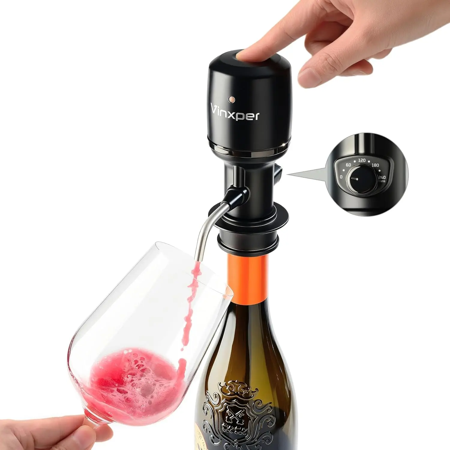 

Aerator Adjustable 0-4 Hours, Rechargeable Air Aerator, Electric Decanter, Pourer for , Gift for Men