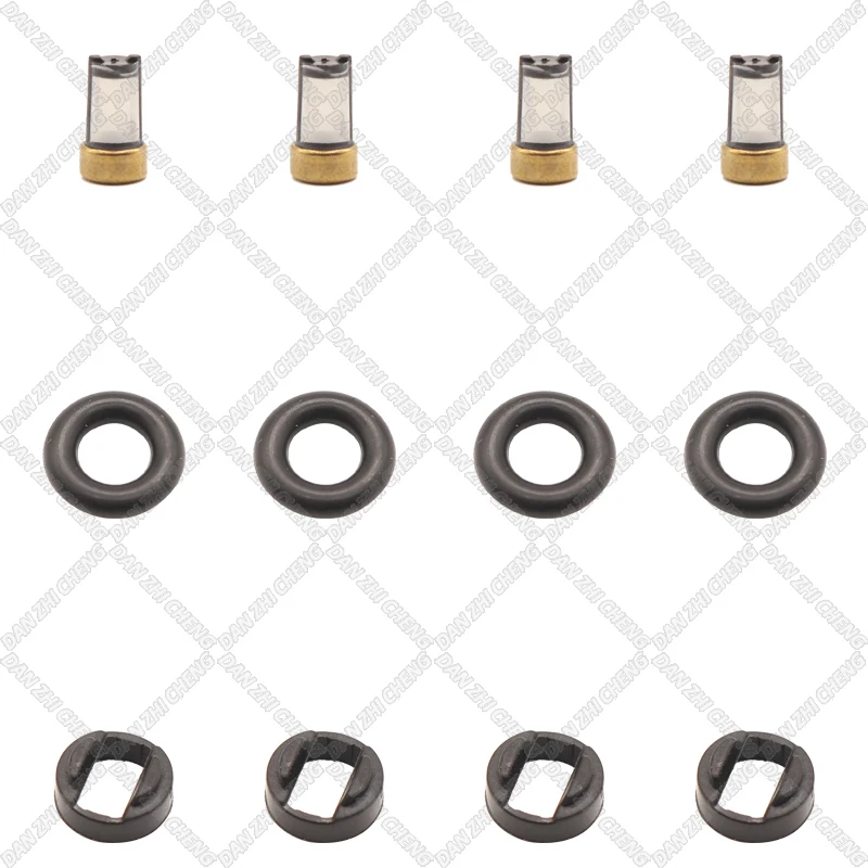 4 SET For 07-10 Toyota Sienna Avalon Camry 842-12322 23250-31050 Fuel Injector Service Repair Kit Filters Orings Seals Grommets