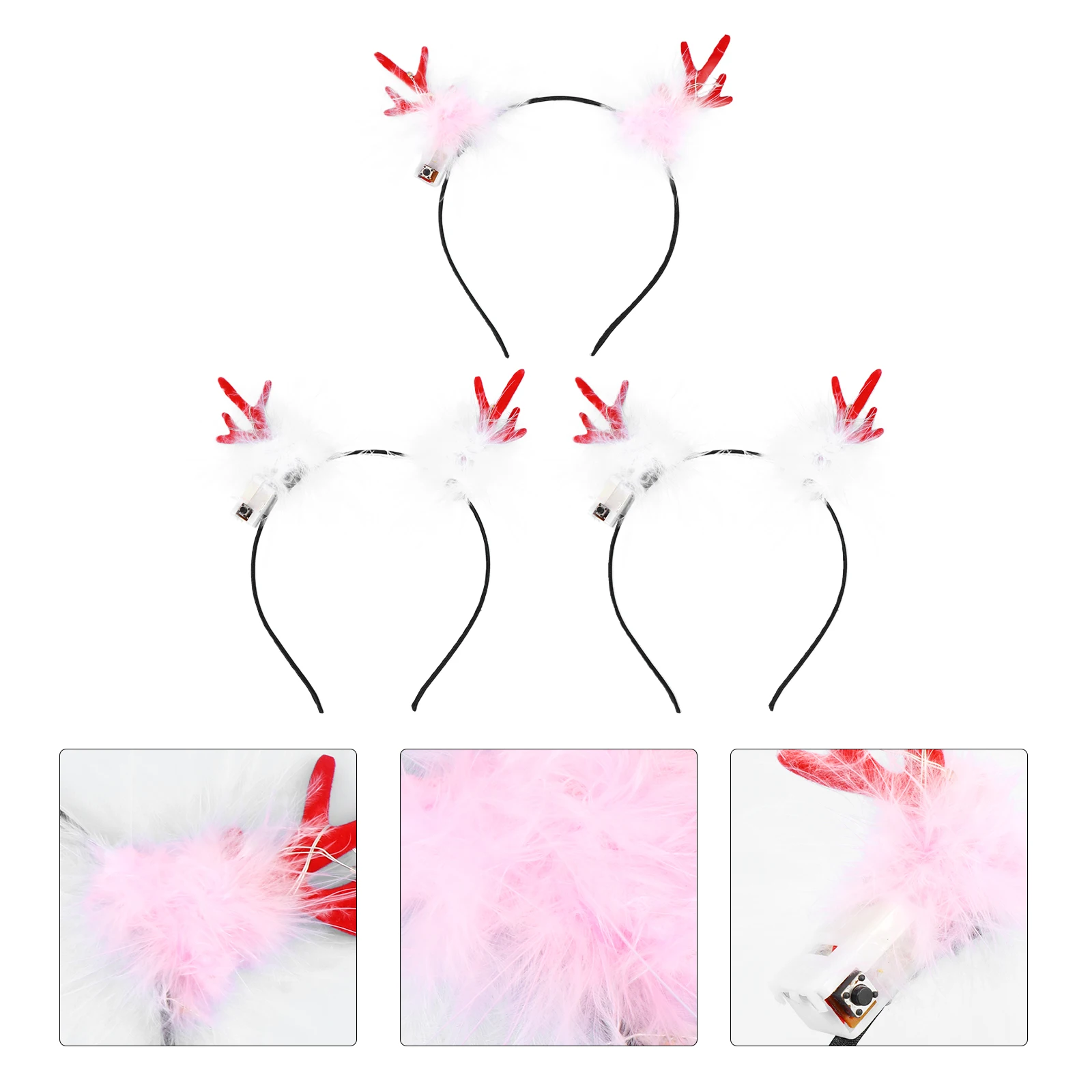 

3 Pcs Christmas Headband Photo Props Antlers Headband Christmas Photo Props Luminous Effect Party Costume Decor Gifts