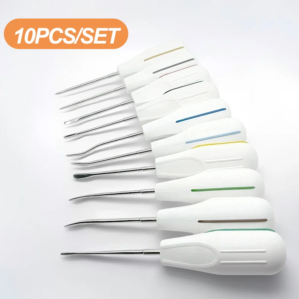 

10Pcs Dental Luxating Elevator Curved Root Elevator Kit Minimally Invasive Surgical Tooth Extraction Dentistry Tools