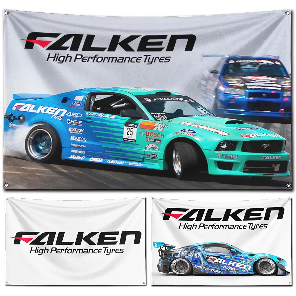 60x90cm Falkens Tire Flag Polyester Digital Printing Banner for Garage Wall Art Out Door Decoration