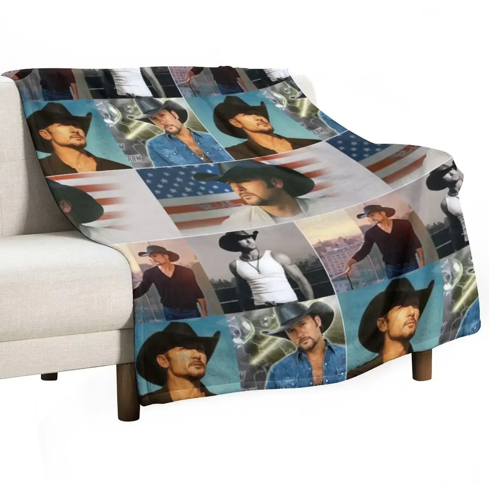 

Tim McGraw American Country Music Singer Photo Collage - 1 Throw Blanket anime Nap Baby Blankets For Baby Blankets